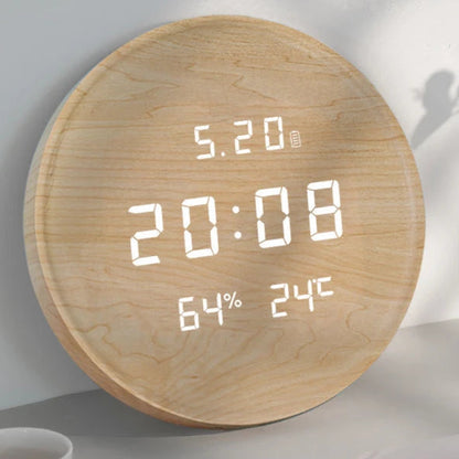 Horloge murale digitale en bois- Horloge numérique