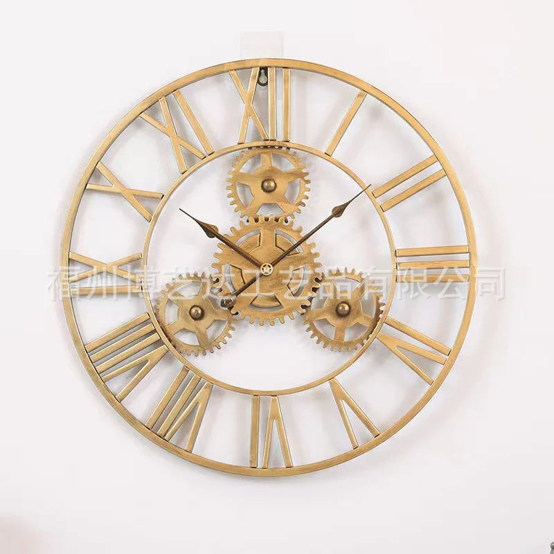 Grande Horloge Murale Vintage Engrenages- Décoration Murale Rétro
