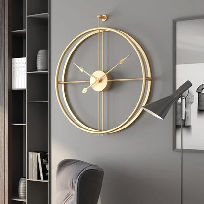 Grande Horloge Murale Design Luxe à Anneaux Sphériques