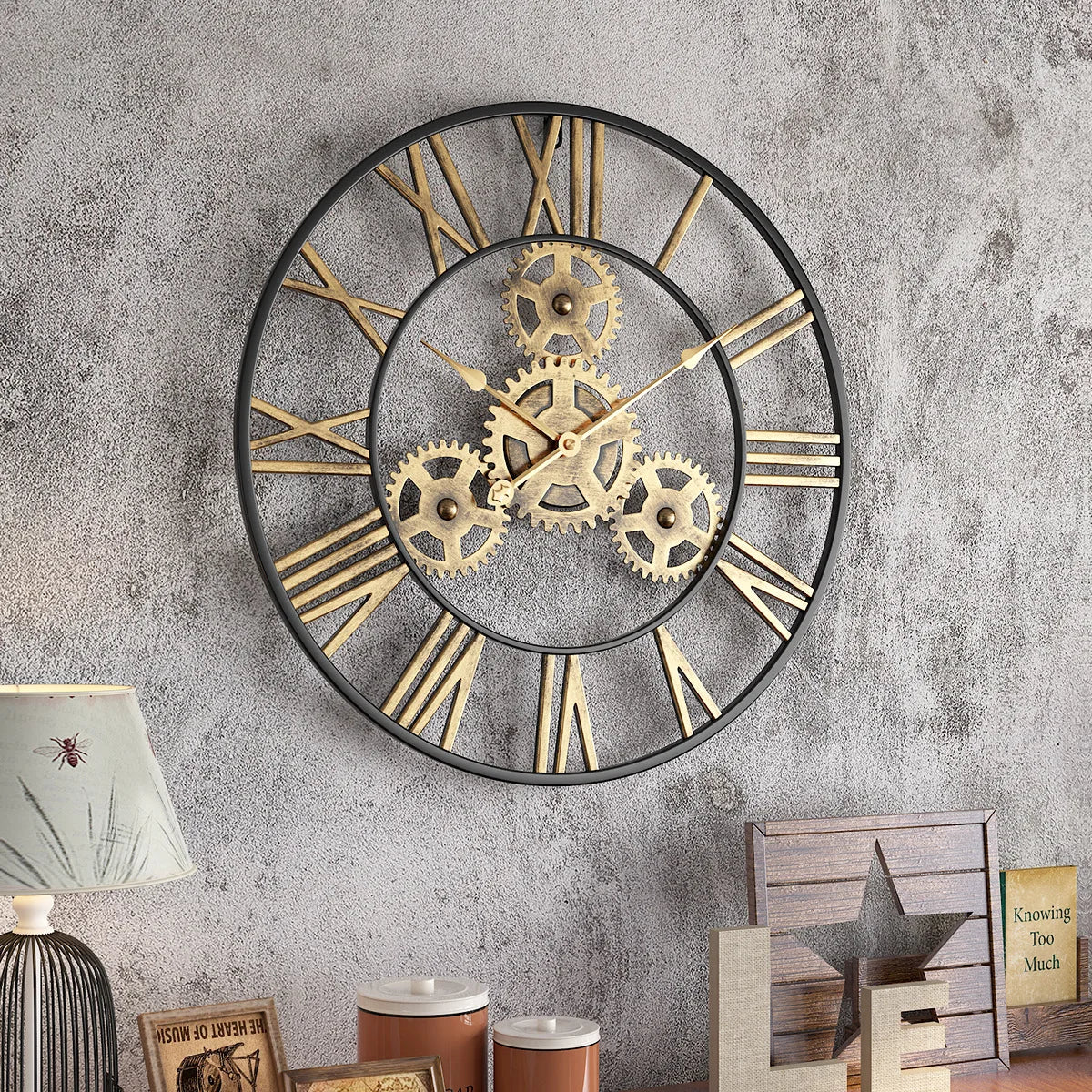 Horloge Murale Vintage Engrenages- Décoration Murale Rétro Élégante