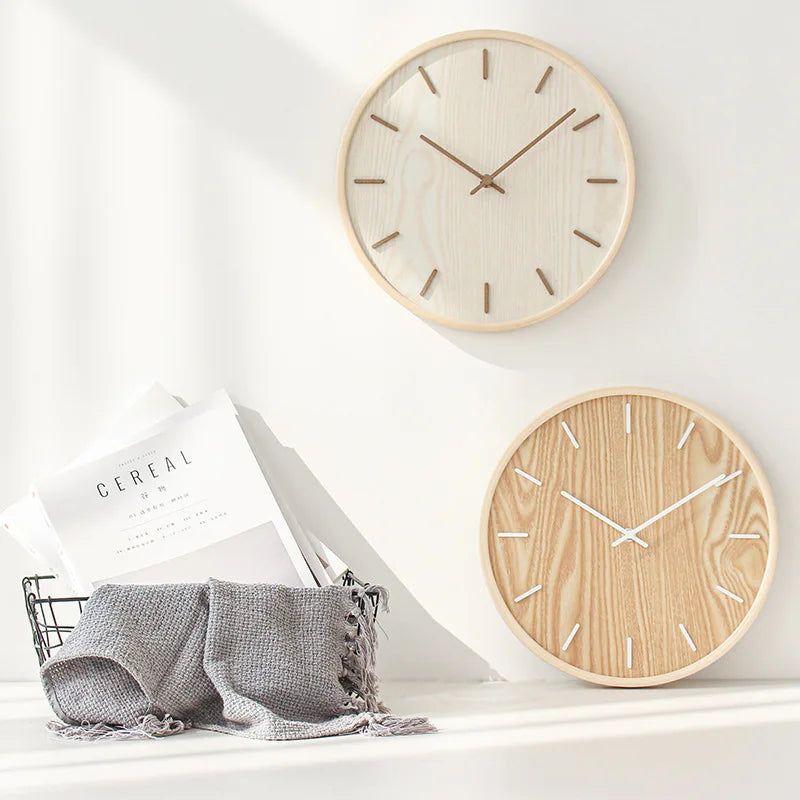 Horloge Murale silencieuse en Bois Naturel