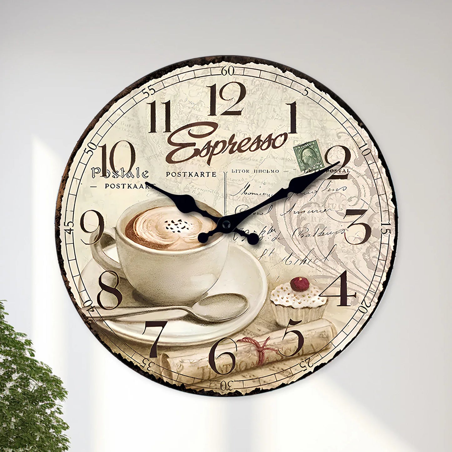Horloge Murale Vintage Motif Café