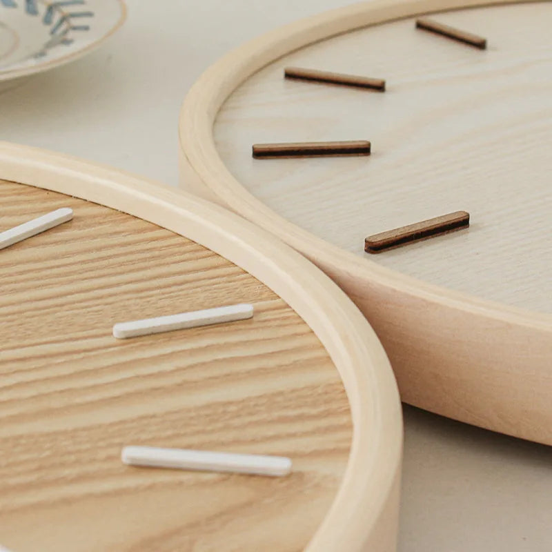 Horloge Murale silencieuse en Bois Naturel