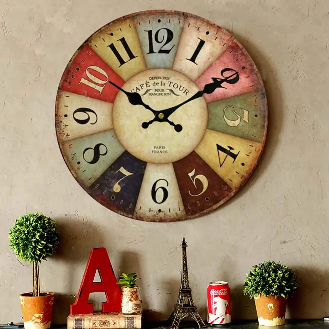 Horloge murale Vintage en Bois- Retro