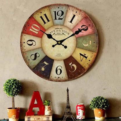 Horloge murale Vintage en Bois- Retro