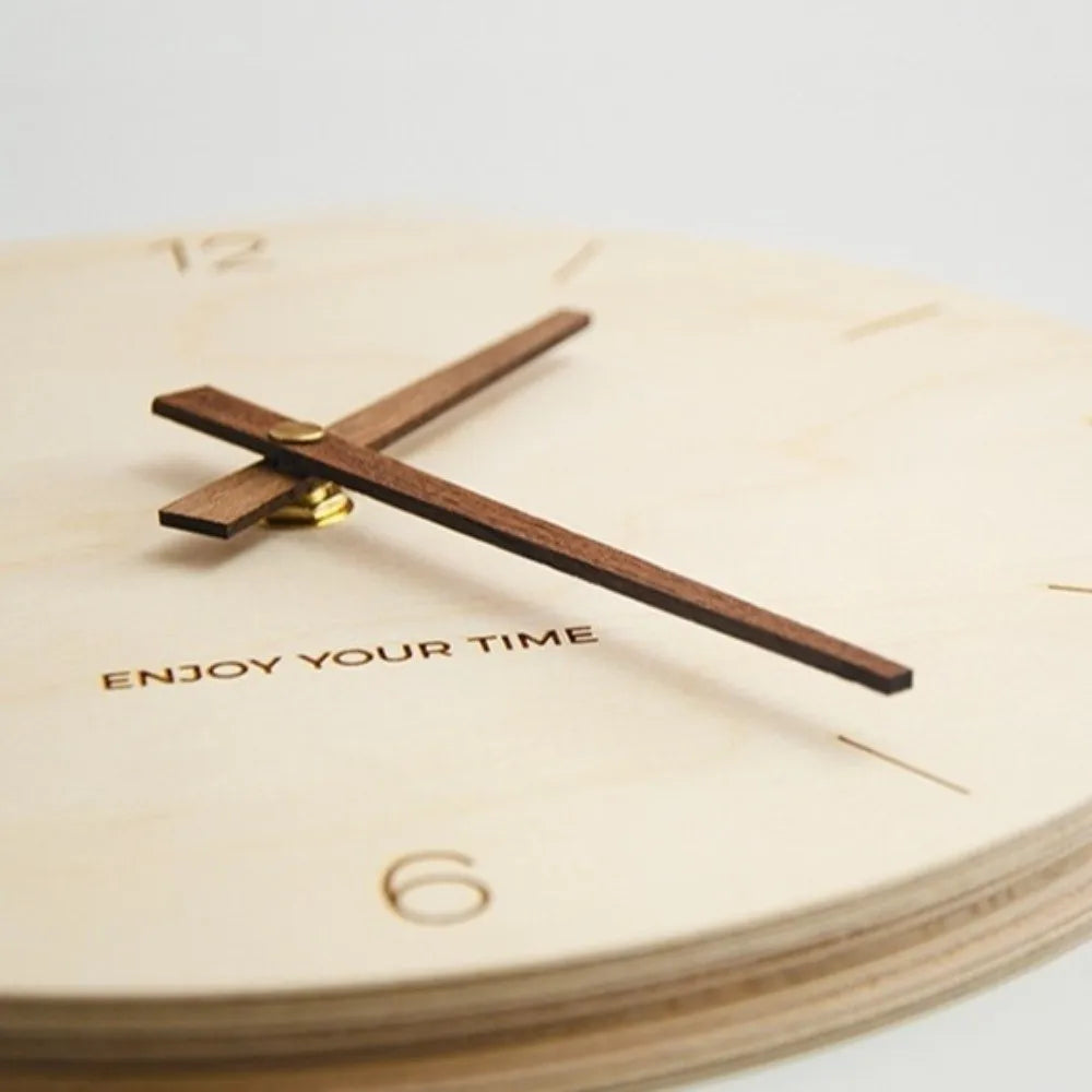 Horloge Murale silencieuse en Bois de Bouleau
