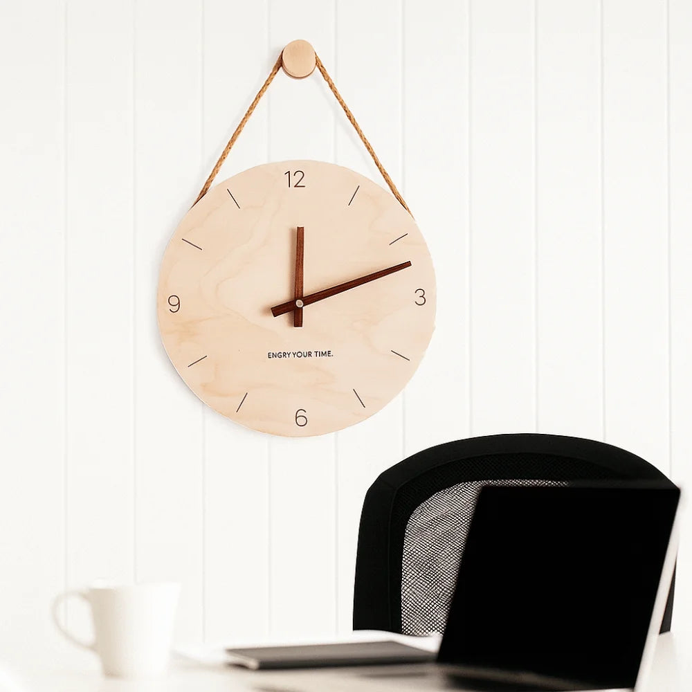 Horloge Murale silencieuse en Bois de Bouleau