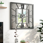 Grande Horloge Murale Miroir Carrée Design Moderne