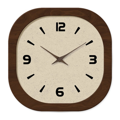 Horloge Murale Carrée Vintage en Bois – Silencieuse