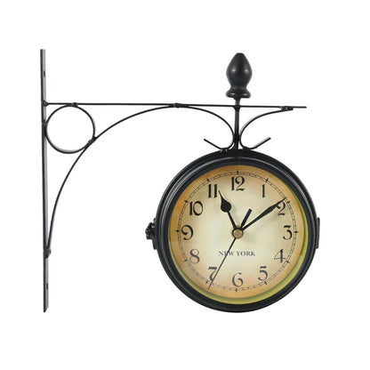 Horloge Murale Vintage Double Face – Style Gare Ancienne, Décorative