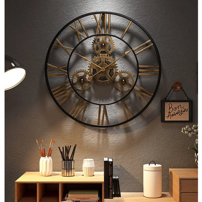 Horloge Murale Vintage Engrenages- Décoration Murale Rétro Élégante