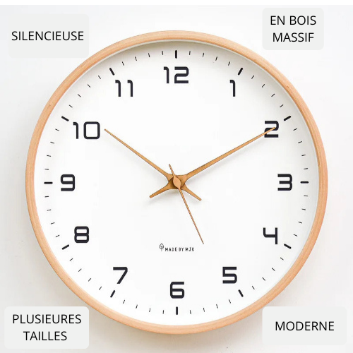 Horloge murale design en bois massif