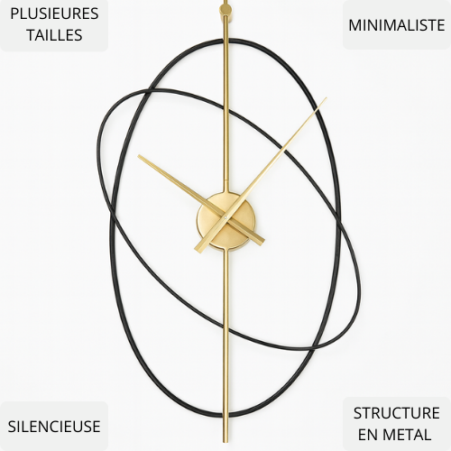 Horloge Murale Design Métal – Style Moderne avec Anneaux Décoratifs