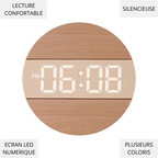 Horloge Murale digitale LED en Bois-  Numérique